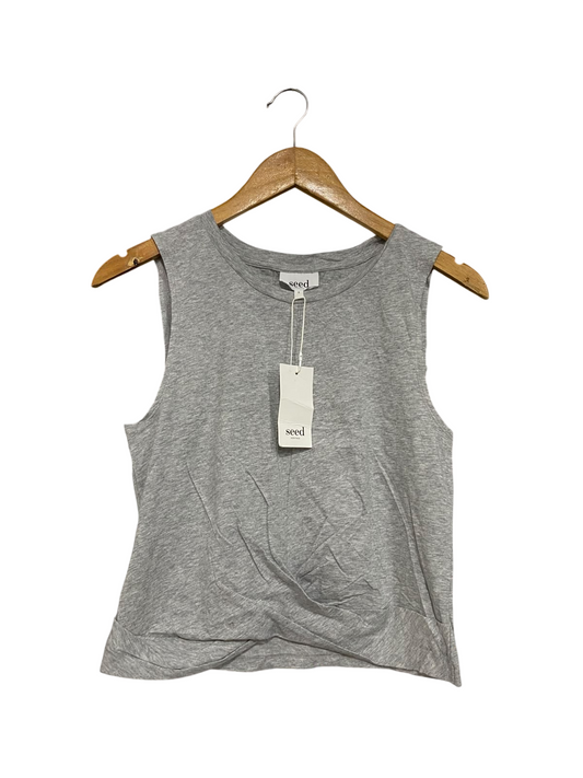 SEED |S| BUST 16| A68| HERITAGE GREY TWIST-FRONT CROP TANK TOP