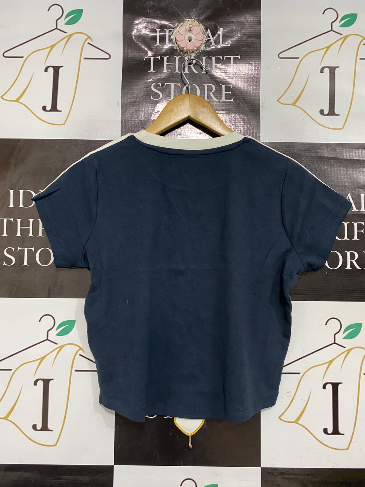 COTTON ON |L| BUST 18| A68|  NAVY BLUE '28' ATHLETIC GRAPHIC RINGER T-SHIRT