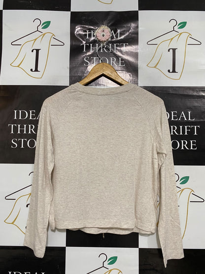 PRIMARK |S| BUST 17| A68| OATMEAL MELLANGE LONG SLEEVE RAGLAN TOP