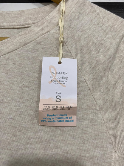 PRIMARK |S| BUST 17| A68| OATMEAL MELLANGE LONG SLEEVE RAGLAN TOP