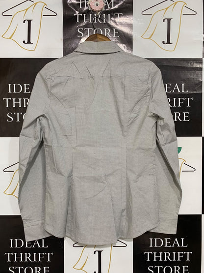 EXPRESS |M| BUST 18| A68| GREY & WHITE CHECKED FITTED LONG SLEEVE BUTTON-DOWN SHIRT