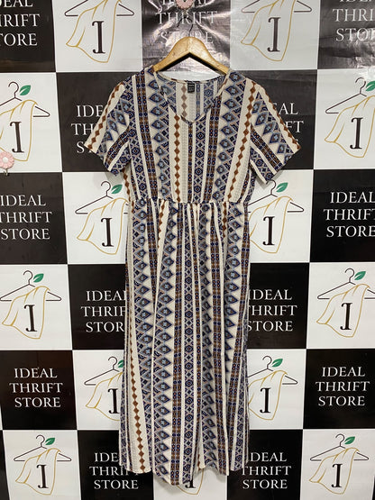 SHEIN |M| BUST 19| A68| MULTICOLOR TRIBAL PRINT V-NECK MAXI DRESS