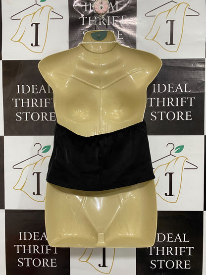 ZAFUL |M| BUST 16| A68| BLACK SATIN PEARL STRAP HALTER CAMI TOP