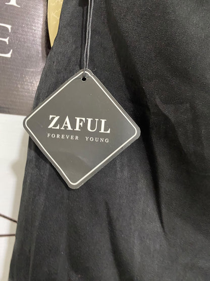 ZAFUL |M| BUST 16| A68| BLACK SATIN PEARL STRAP HALTER CAMI TOP