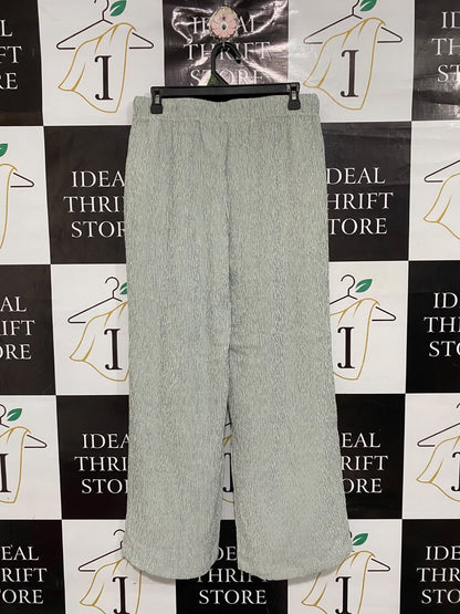 GEORGE |L| WAIST 30| A68|  GREEN FINE STRIPED WIDE-LEG TROUSERS