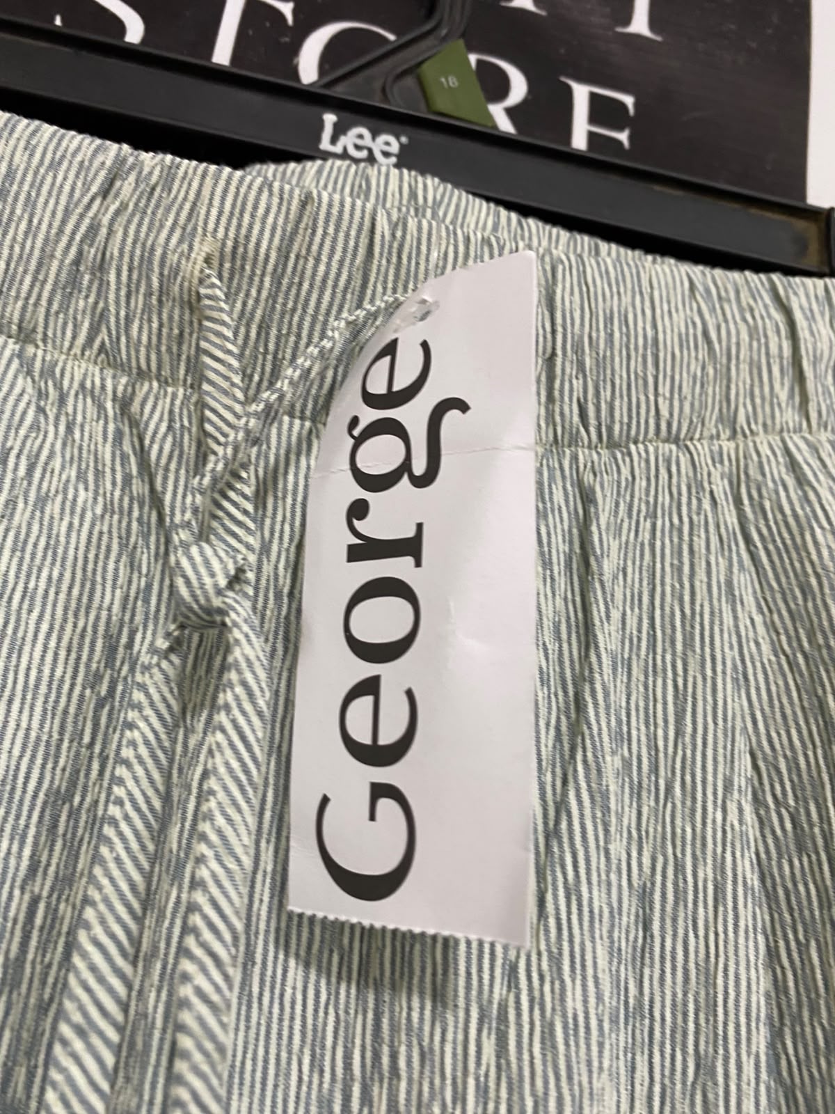 GEORGE |L| WAIST 30| A68|  GREEN FINE STRIPED WIDE-LEG TROUSERS