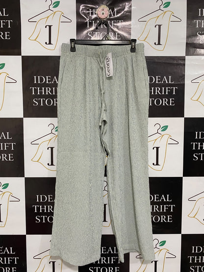 GEORGE |L| WAIST 30| A68|  GREEN FINE STRIPED WIDE-LEG TROUSERS