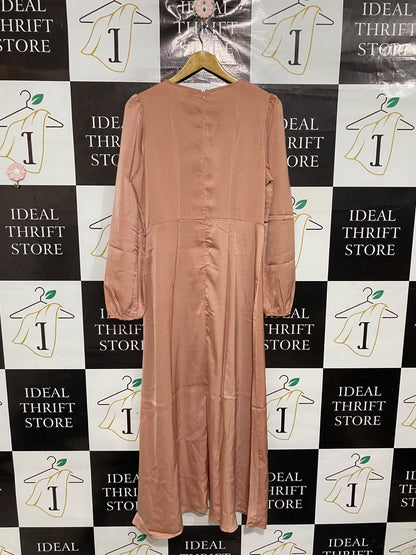 MOOSTA |L| BUST 19| A68| DUSTY ROSE SATIN BELTED MAXI DRESS