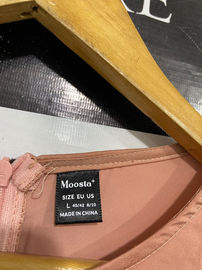MOOSTA |L| BUST 19| A68| DUSTY ROSE SATIN BELTED MAXI DRESS