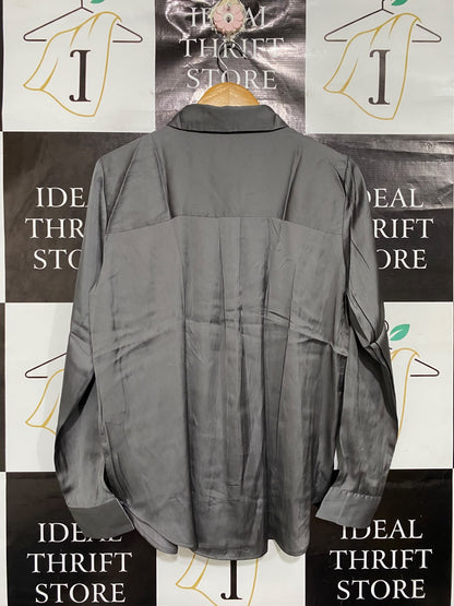 DOTTI |M| BUST 20| A68| CHARCOAL GREY SATIN BUTTON-DOWN SHIRT