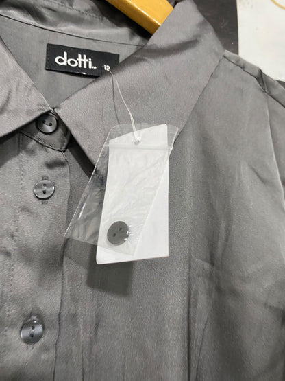 DOTTI |M| BUST 20| A68| CHARCOAL GREY SATIN BUTTON-DOWN SHIRT