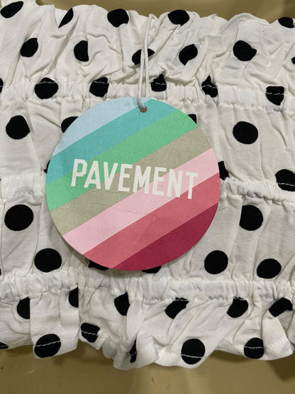 PAVEMENT |XS| BUST 14| A68| WHITE & BLACK POLKA DOT SMOCKED CROP TOP