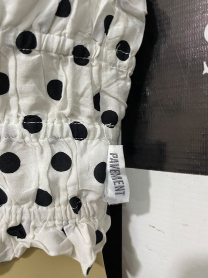 PAVEMENT |XS| BUST 14| A68| WHITE & BLACK POLKA DOT SMOCKED CROP TOP