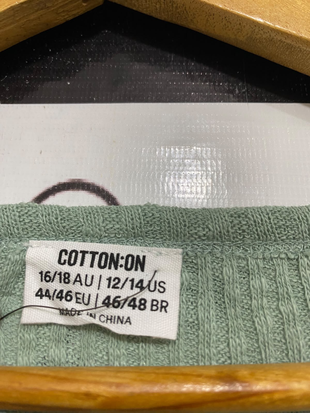COTTON ON |S| BUST 17| A68|  CURVE SAGE GREEN RIBBED WRAP SHORT SLEEVE TOP