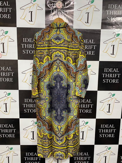 ZARA |XS| BUST 19| A68|  MULTICOLOR PAISLEY PRINT SATIN SHIRT DRESS