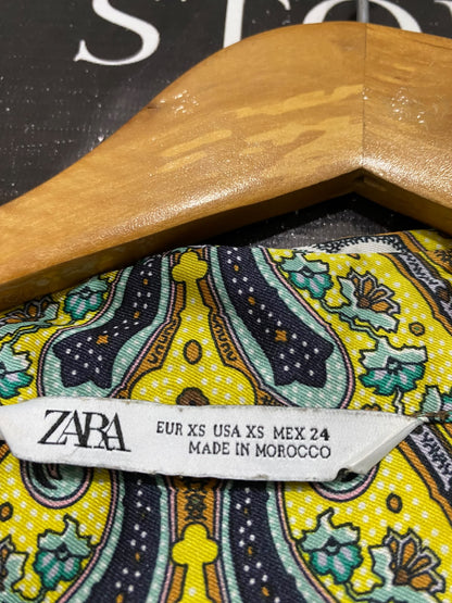 ZARA |XS| BUST 19| A68|  MULTICOLOR PAISLEY PRINT SATIN SHIRT DRESS