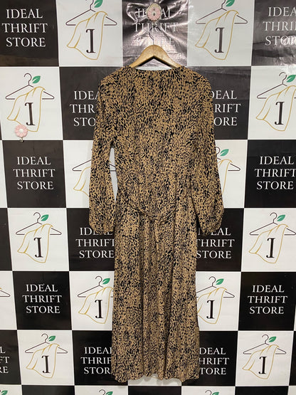 TU WOMAN |M| BUST 17 | A68| BEIGE ANIMAL PRINT V-NECK MAXI DRESS