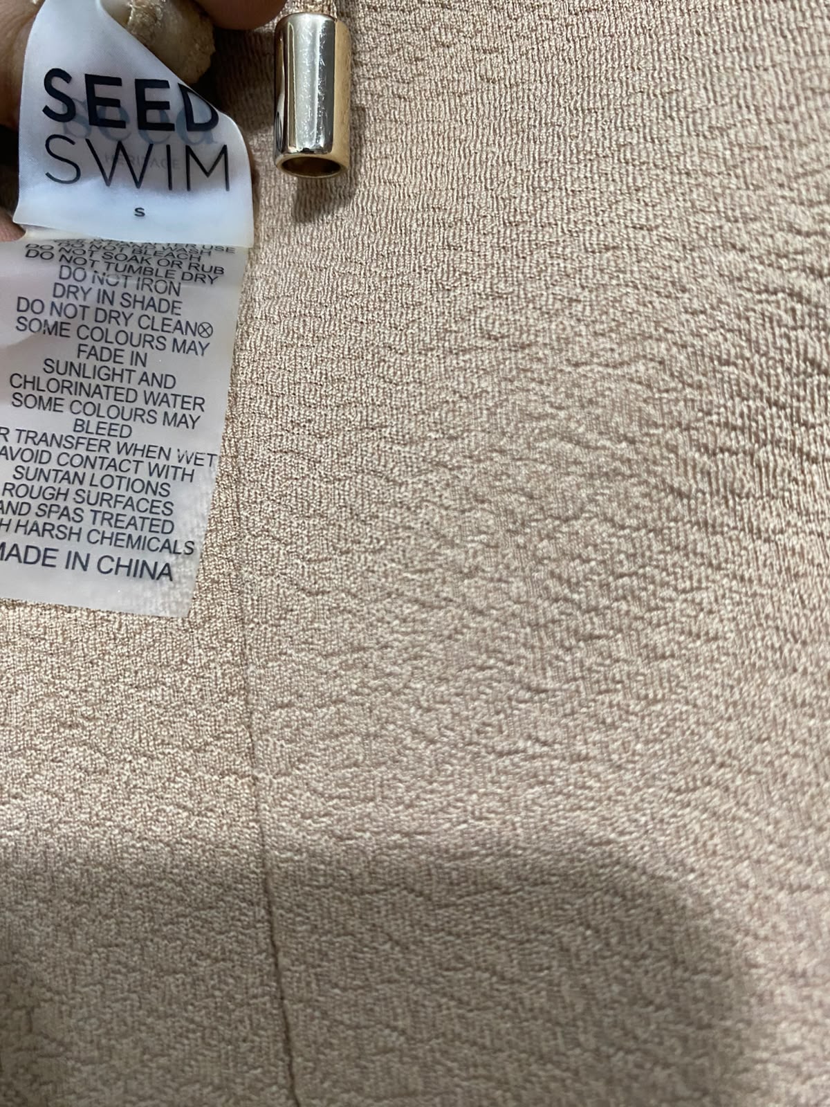 SEED |S| BUST 15| A68| BEIGE CUT-OUT HALTERNECK BODYSUIT / ONE-PIECE SWIMSUIT