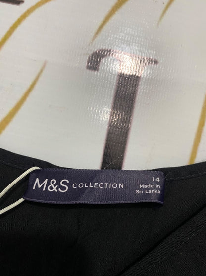 M&S |L| BUST 20| A68|  BLACK TIERED CAMI MAXI DRESS