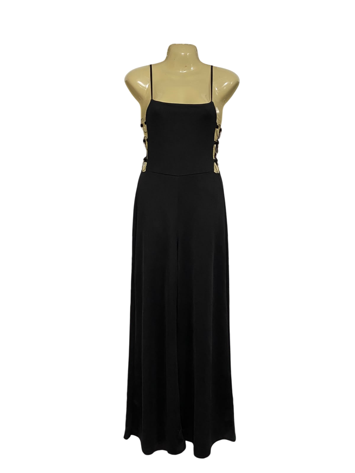 BOOHOO |S| BUST 15| A68| BLACK LACE-UP SIDE MAXI DRESS