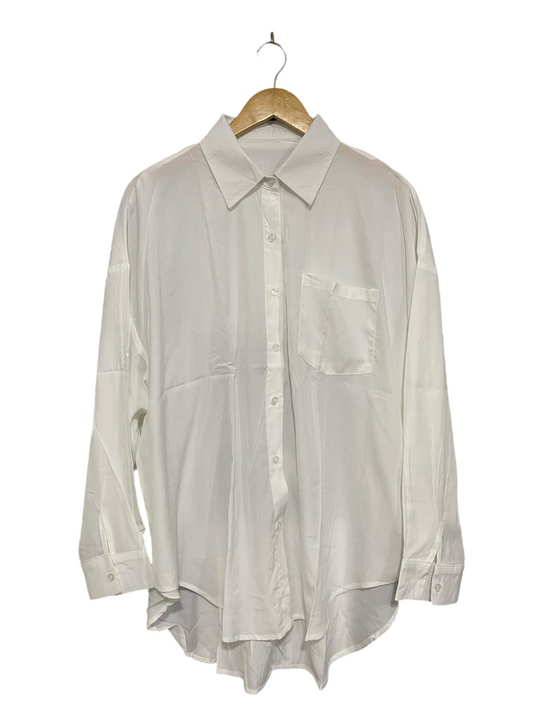 DAZY |L| BUST 26| A68|  CRISP WHITE OVERSIZED BUTTON-DOWN SHIRT