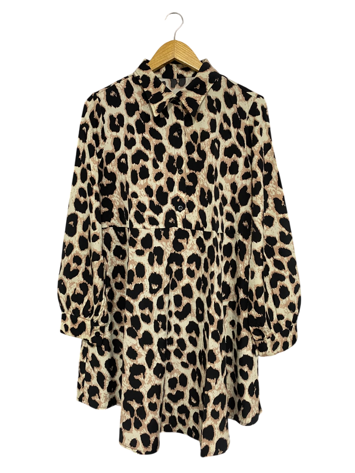 SHEIN |M| BUST 21| A68|  LEOPARD PRINT SHIRT MINI DRESS
