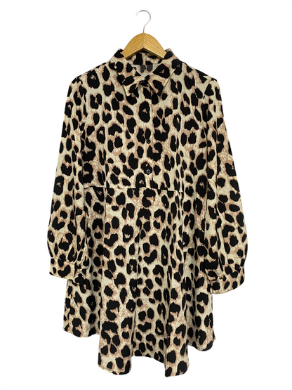 SHEIN |M| BUST 21| A68|  LEOPARD PRINT SHIRT MINI DRESS