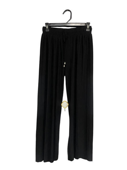 LEE |S| WAIST 26| A68| BLACK PLEATED DRAWSTRING WIDE-LEG TROUSERS