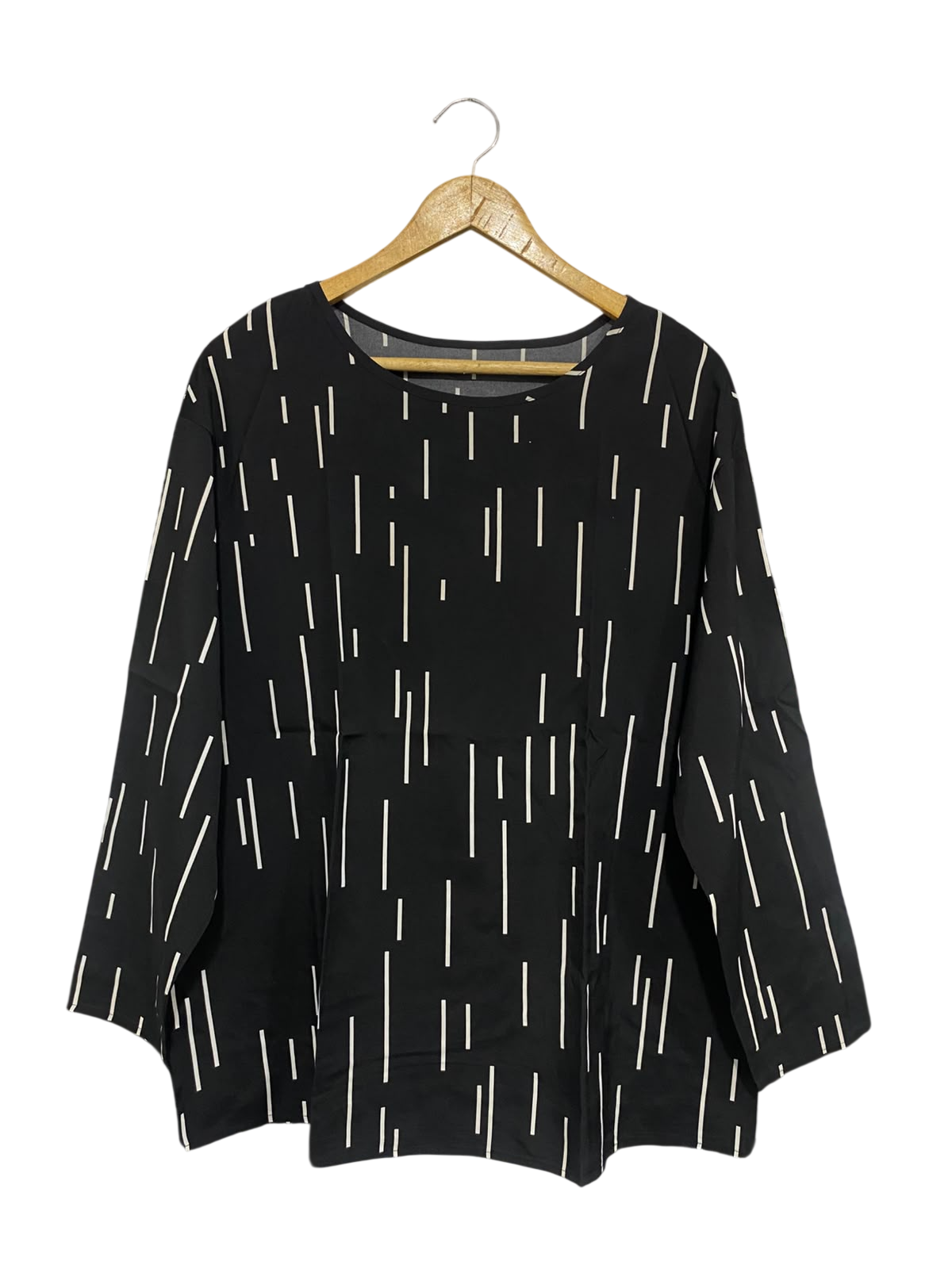 |XL| BUST 23| A68| GENERIC BLACK VERTICAL DASH PRINT OVERSIZED BLOUSE