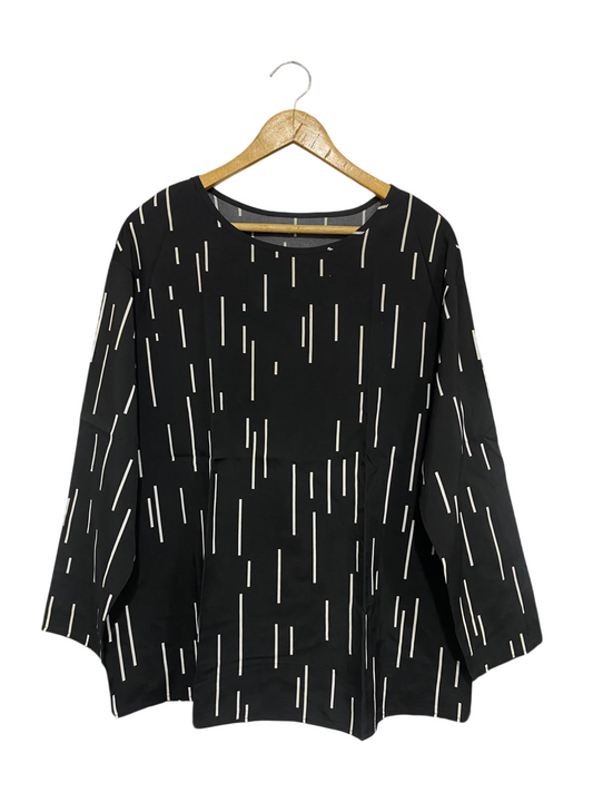 |XL| BUST 23| A68| GENERIC BLACK VERTICAL DASH PRINT OVERSIZED BLOUSE