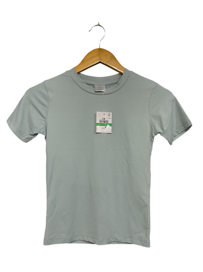 MANGO |XS| BUST 14| A68|  SAGE GREEN CREW-NECK BASIC T-SHIRT