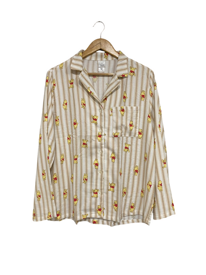 DISNEY |M| BUST 20| A69|  WINNIE THE POOH STRIPED BUTTON-DOWN PAJAMA SHIRT