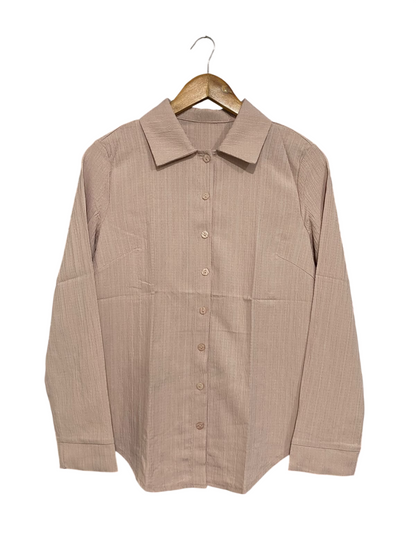 SHEIN |XS| BUST 19| A67| MAUVE PINK TEXTURED LONG-SLEEVE BUTTON-DOWN SHIRT
