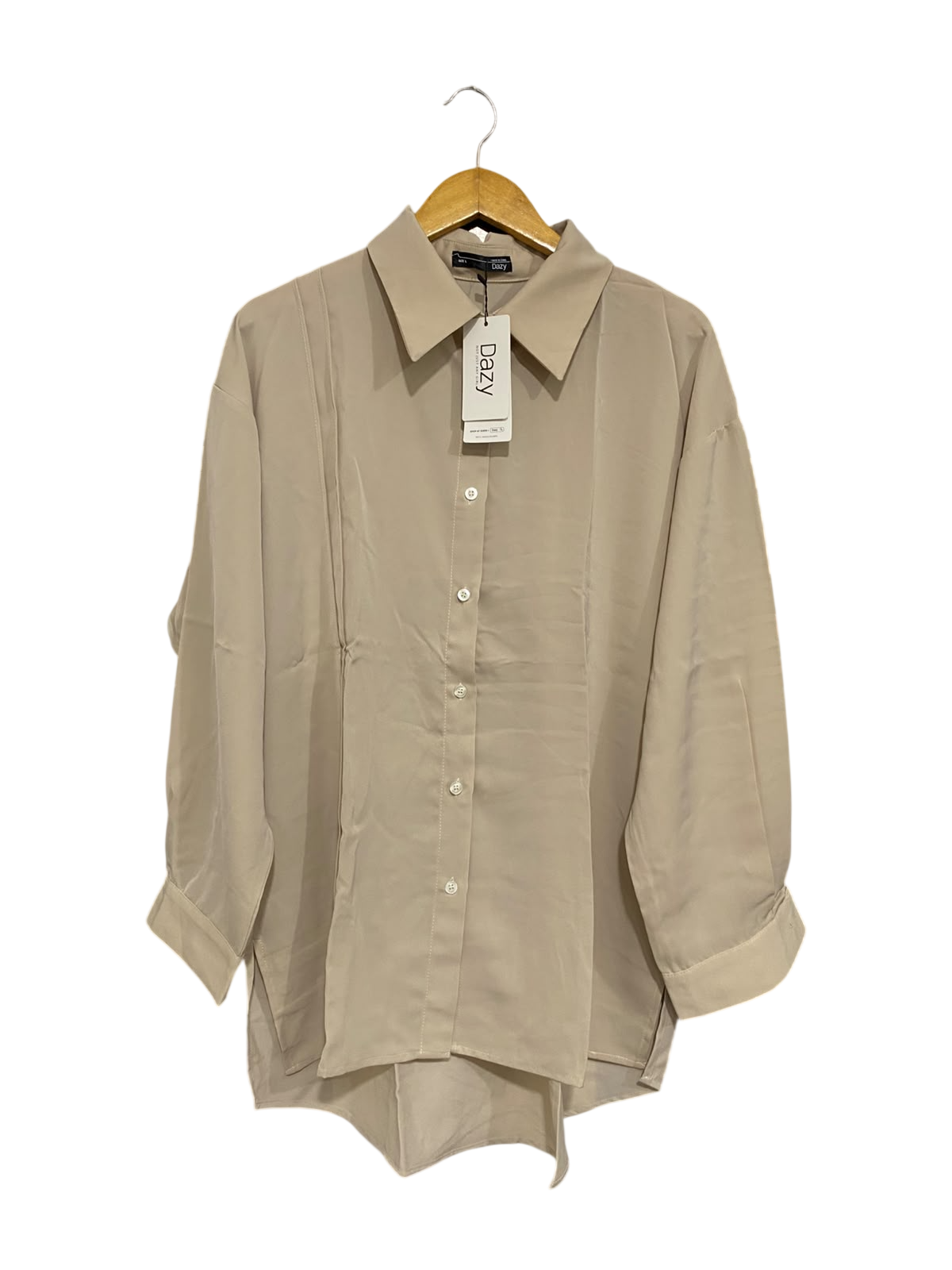 DAZY |L| BUST 24| A69|  BEIGE OVERSIZED BUTTON-DOWN SHIRT