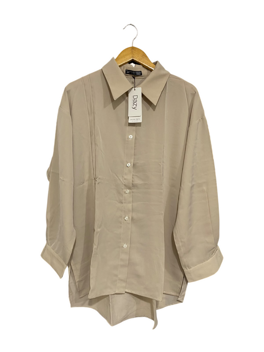 DAZY |L| BUST 24| A69|  BEIGE OVERSIZED BUTTON-DOWN SHIRT