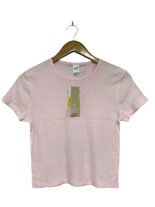 ANKO |S| BUST 15| A69| PINK POINTELLE SHORT-SLEEVE TOP