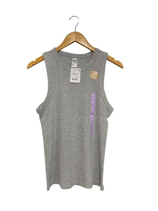 ANKO |M| BUST 17| A69|  GREY RIBBED SLEEVELESS TANK TOP