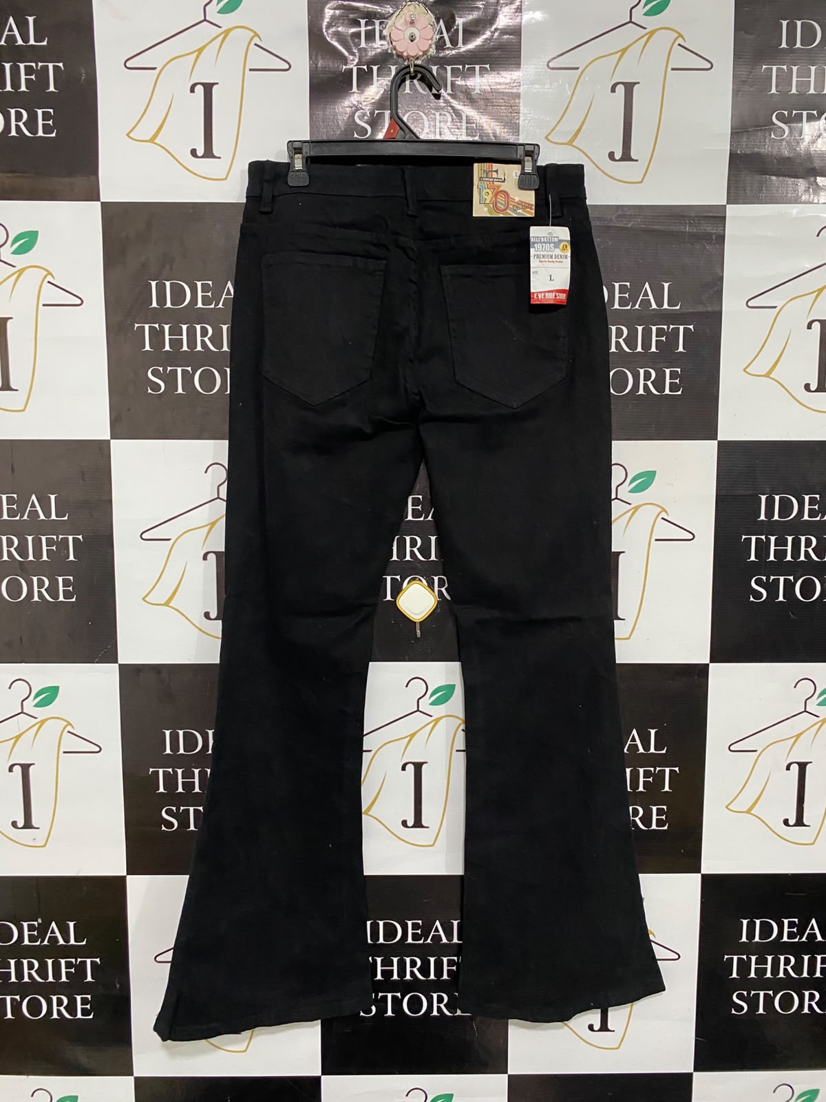 VINTAGE PANTS |L| WAIST 33| A69| BLACK HIGH-RISE FLARE DENIM JEANS