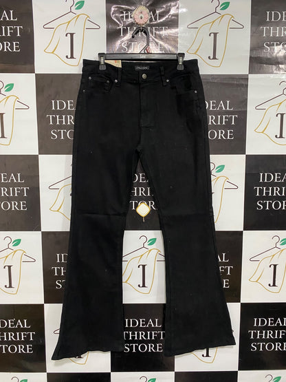 VINTAGE PANTS |L| WAIST 33| A69| BLACK HIGH-RISE FLARE DENIM JEANS