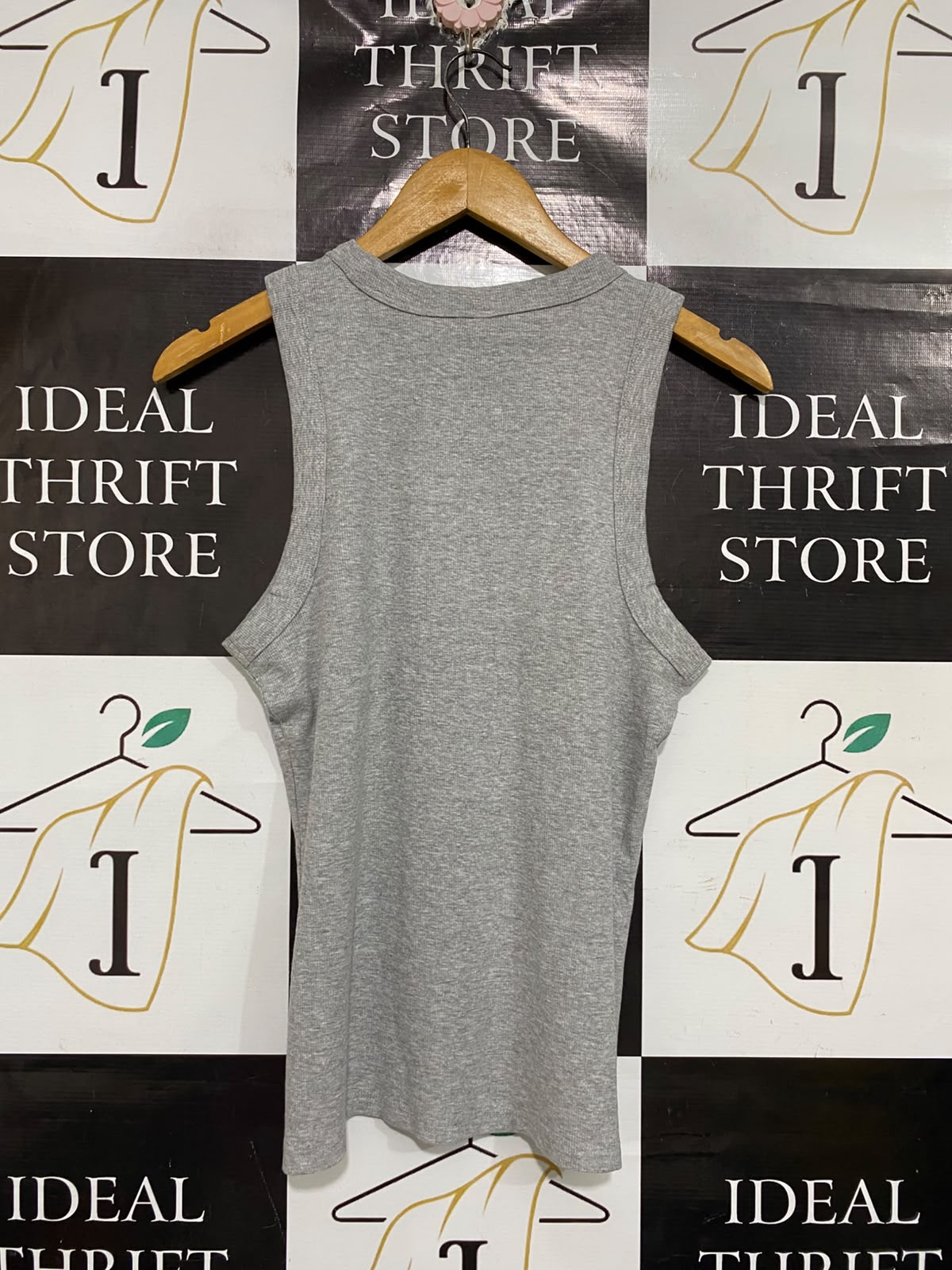 ANKO |M| BUST 17| A69|  GREY RIBBED SLEEVELESS TANK TOP