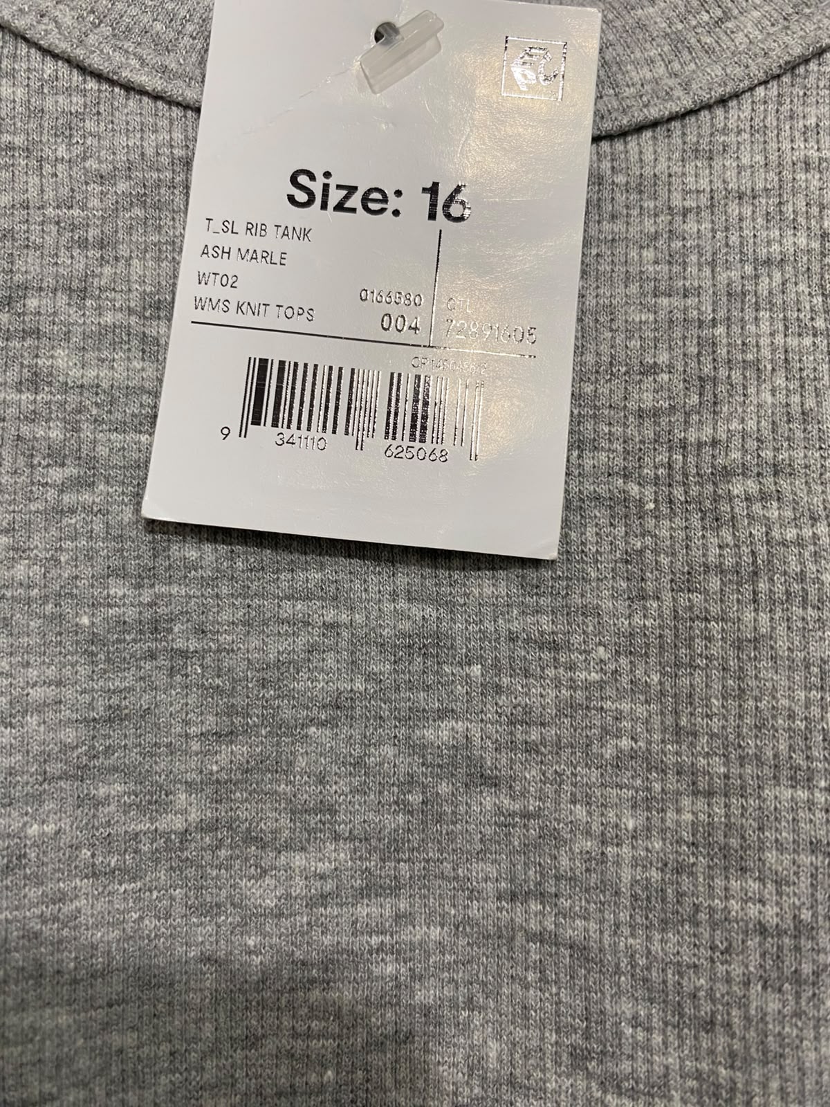 ANKO |M| BUST 17| A69|  GREY RIBBED SLEEVELESS TANK TOP