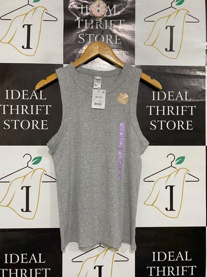 ANKO |M| BUST 17| A69|  GREY RIBBED SLEEVELESS TANK TOP