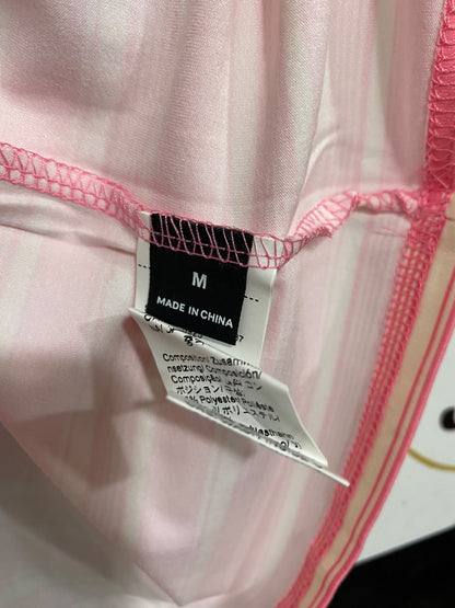 |M| BUST 22| A69| PINK & WHITE STRIPED STRAWBERRY EMBROIDERED T-SHIRT