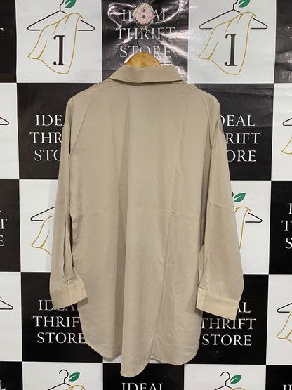 DAZY |L| BUST 24| A69|  BEIGE OVERSIZED BUTTON-DOWN SHIRT