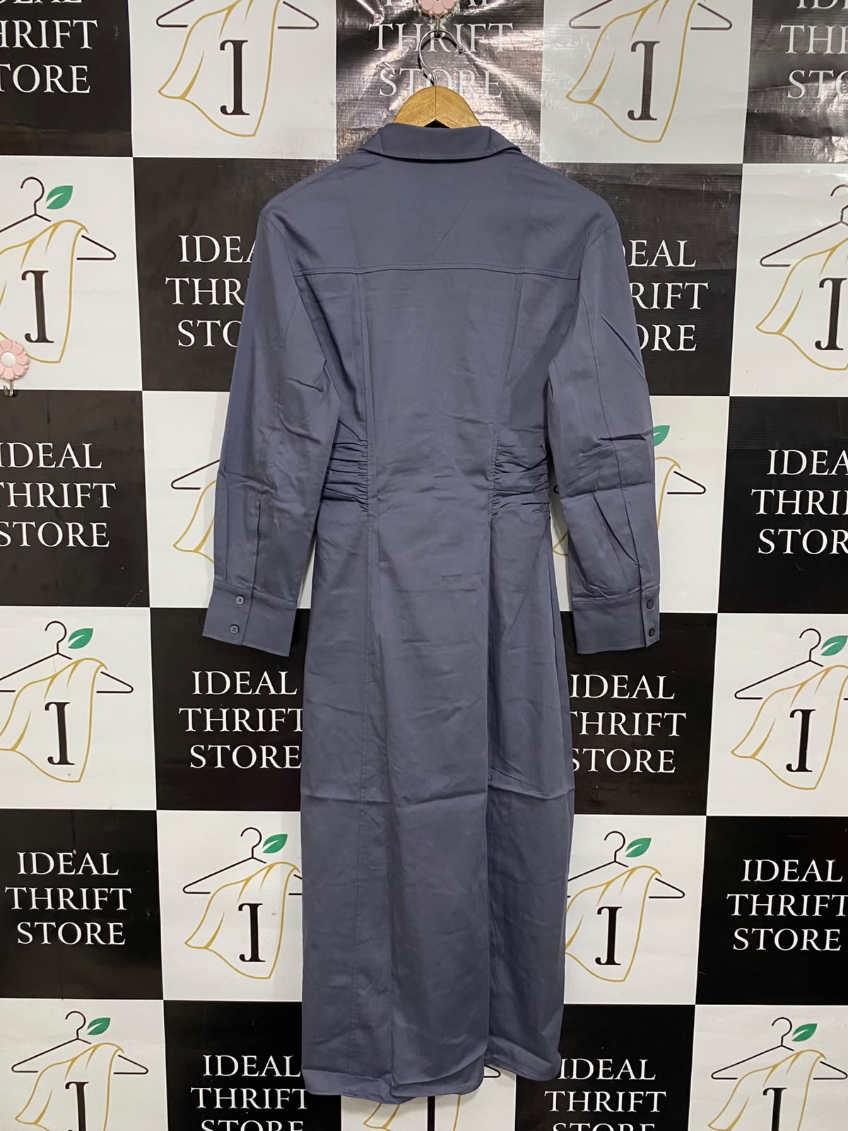 ZARA |XS| BUST 16| A69| BLUE GREY UTILITY SHIRT MIDI DRESS