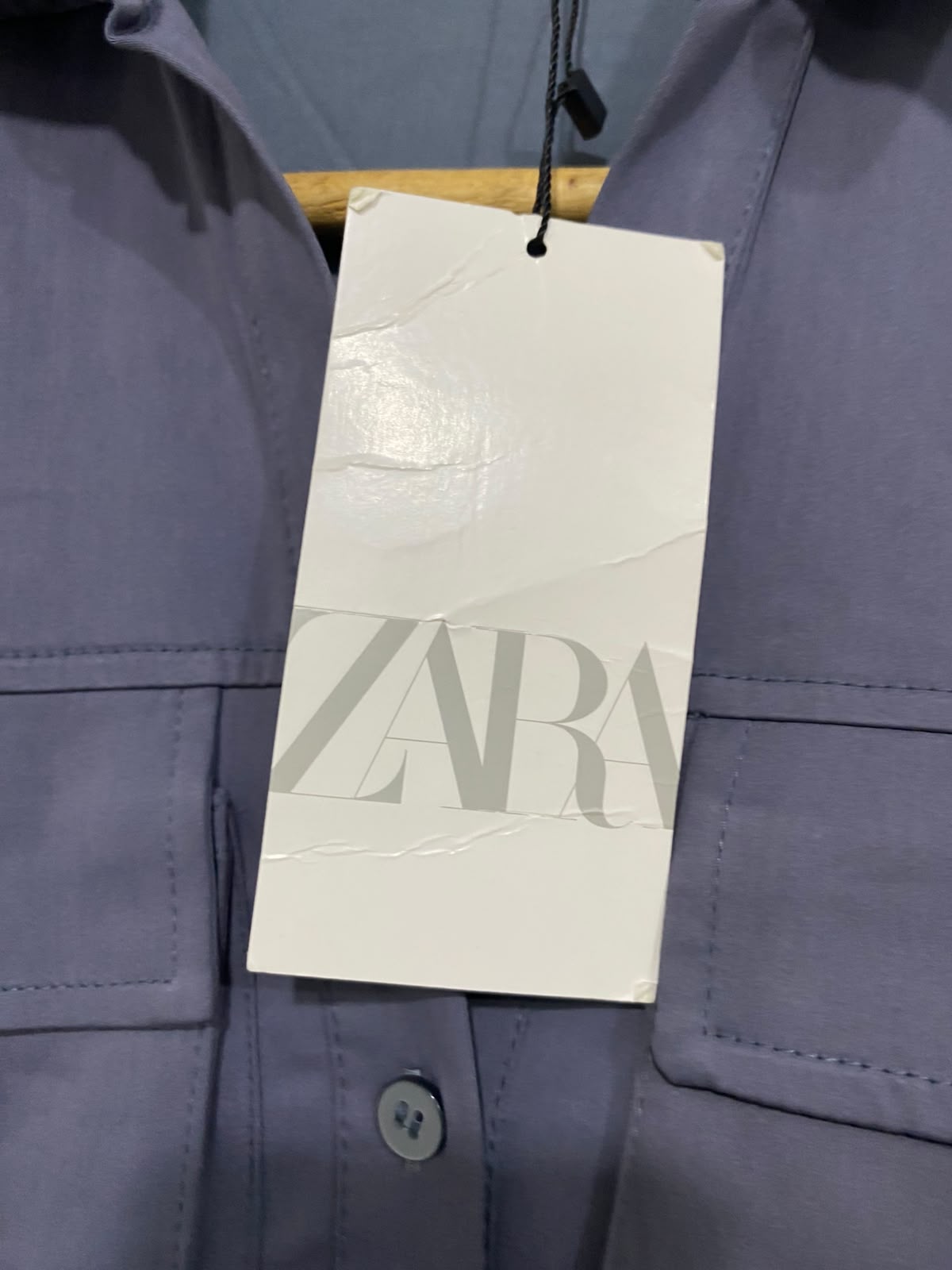 ZARA |XS| BUST 16| A69| BLUE GREY UTILITY SHIRT MIDI DRESS