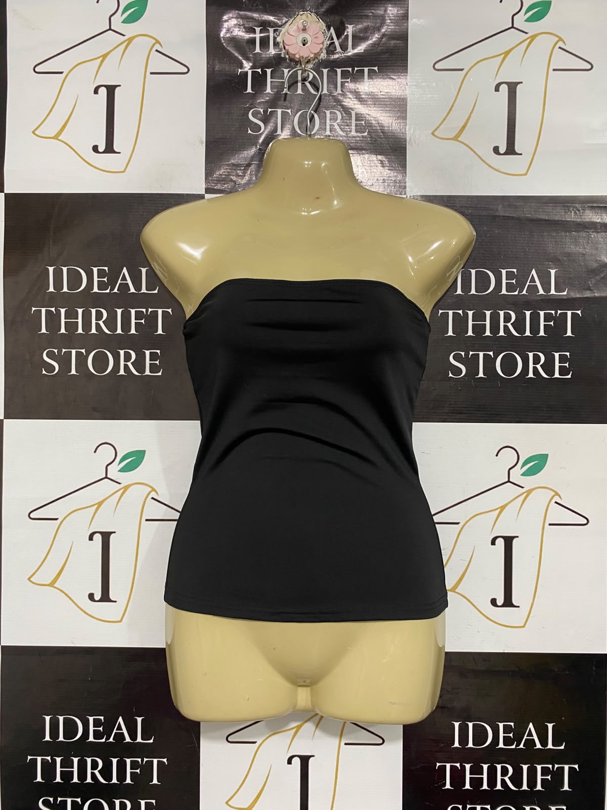 SHEIN |XS| BUST 15| A69| GENERIC BLACK STRAWLESS TUBE TOP