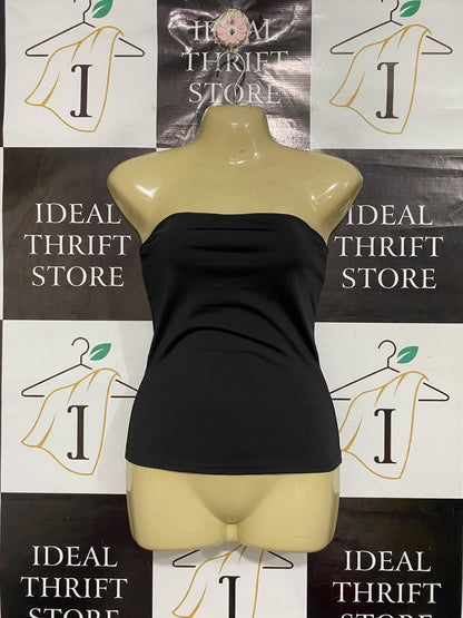 SHEIN |XS| BUST 15| A69| GENERIC BLACK STRAWLESS TUBE TOP