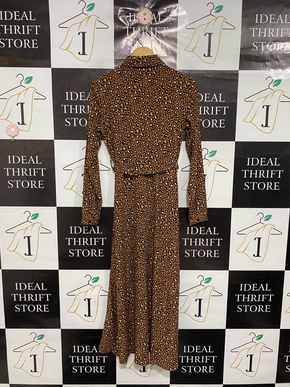 VERO MODA |XS| BUST 18| A69| LEOPARD ANIMAL PRINT LONG-SLEEVE SHIRT MIDI DRESS