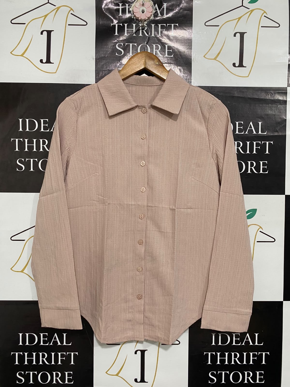 SHEIN |XS| BUST 19| A67| MAUVE PINK TEXTURED LONG-SLEEVE BUTTON-DOWN SHIRT